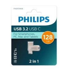 Флеш накопитель 128Gb PHILIPS 2-in-1 USB 3.2 USB C, OTG, USB 3.2/Type-C, Металл, 100 MB/s
