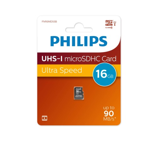 Флеш карта microSD 16GB PHILIPS High Speed  microSDHC Class 10 90MB/s