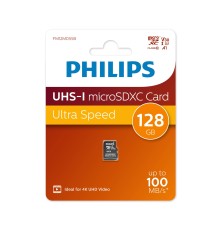 Флеш карта microSD 128GB PHILIPS High Speed  microSDHC Class UHS-I U3, V30, A1, 100MB/s