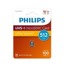 Флеш карта microSD 512GB PHILIPS High Speed  microSDHC Class UHS-I U3, V30, A1, 100MB/s