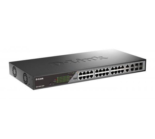 D-Link DSS-200G-28MP/A1A Настраиваемый L2 коммутатор с 24 портами 10/100/1000Base-T и 4 комбо-портами 100/1000Base-T/SFP