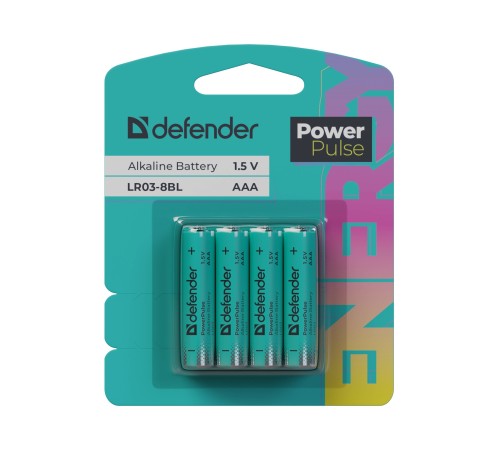Defender Батарейка алкалиновая LR03-8BL ААА, блистер, 8 шт.,PowerPulse