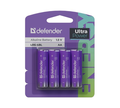 Defender Батарейка алкалиновая LR6-4BL АА, блистер, 4 шт., UltraPower