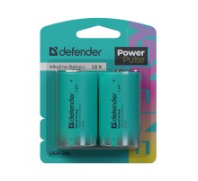 Defender Батарейка алкалиновая LR20-2BL D, блистер, 2 шт., PowerPulse