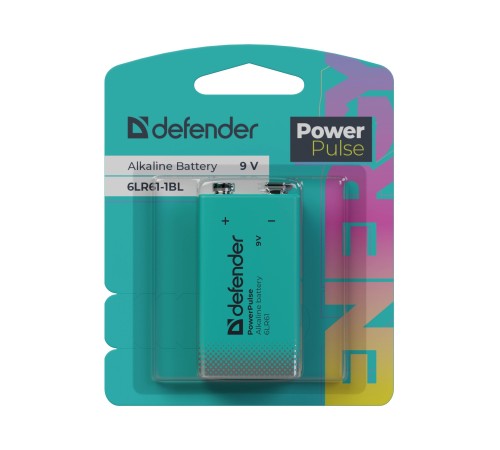 Defender Батарейка алкалиновая 6LR61-1BL (Крона) 9V, блистер, 1 шт., PowerPulse