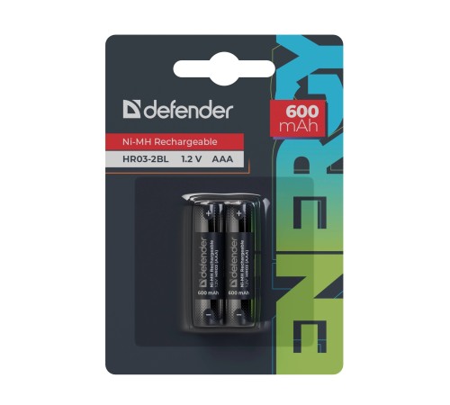 Defender Аккумуляторная батарея HR03-2BL 600 mAh ААА, Ni-MH, блистер, 2 шт.
