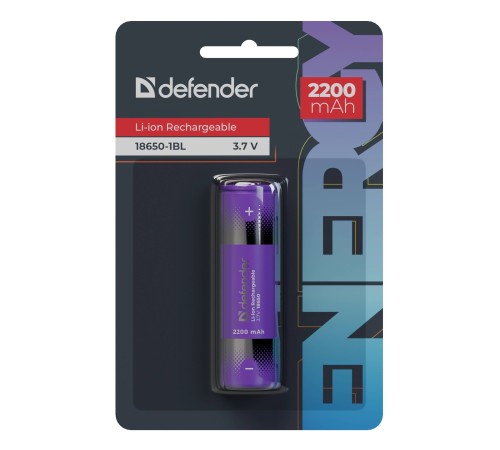 Defender Аккумуляторная батарея 18650-1BL 2200 mAh Li-ion, блистер, 1 шт.
