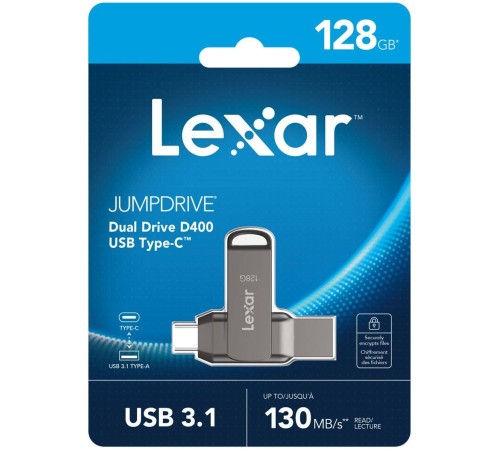 Флеш накопитель 128GB Lexar 2-in-1 USB 3.1 Gen1 USB C, OTG, USB 3.1 Gen1/Type-C, металл/пластик, 130 MB/s