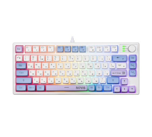 Defender Игровая клавиатура проводная Novis GK-318 RU,бел/гол,80кн+FN,радуж,1.5м