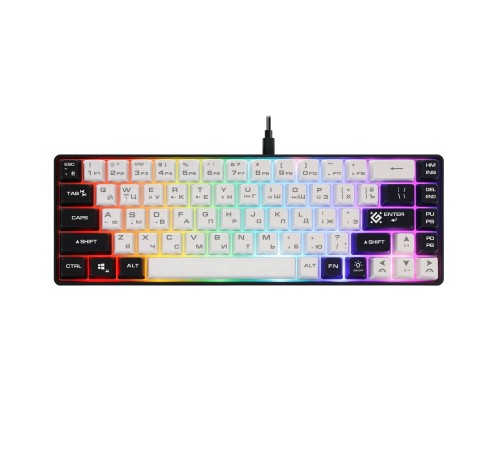 Defender Игровая клавиатура проводная Aris GK-349 RU,бел/черн,68кн+FN,радуж,1.5м