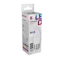 Defender Лампочка светодиодная C37-8W-865-E27 свеча, 6500 К, холодный дневной, 1 шт.