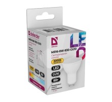 Defender Лампочка светодиодная MR16-8W-830-GU10 софит, 3000 К, теплый белый, 1 шт.