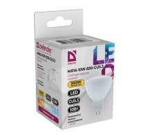 Defender Лампочка светодиодная MR16-10W-830-GU5.3 софит, 3000 К, теплый белый, 1 шт.