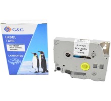 Картридж ленточный G&G, аналог Brother TZE221 черный на белом 9х8