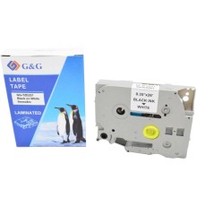 Картридж ленточный G&G, аналог Brother TZE221 черный на белом 9х8