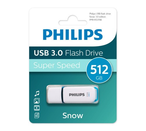 Флеш накопитель 512GB PHILIPS SNOW3.0 128GB, USB 3.0