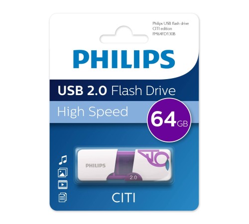 Флеш накопитель 64GB PHILIPS CITI2.0 64GB, USB 2.0