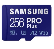 Флеш карта microSD 256GB SAMSUNG PRO PLUS microSDXC Class 10,  UHS-I, A2 V30 U3  (SD адаптер) 160MB/s