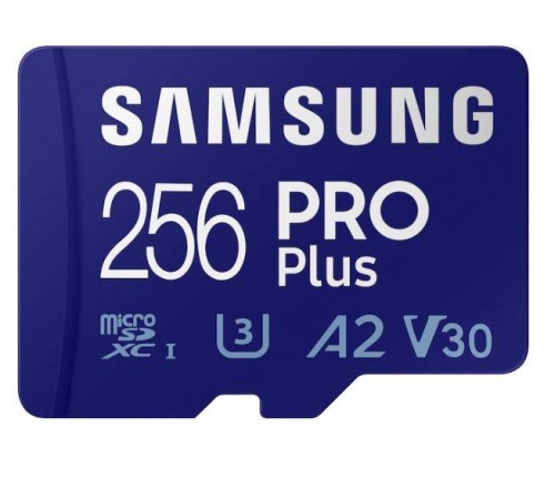 Флеш карта microSD 256GB SAMSUNG PRO PLUS microSDXC Class 10,  UHS-I, A2 V30 U3  (SD адаптер) 160MB/s
