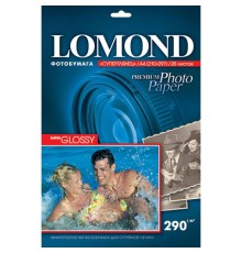 Фотобумага LOMOND Одностороняя Усиленно Белая Супер Глянцевая 290г/м2, A4/20л.