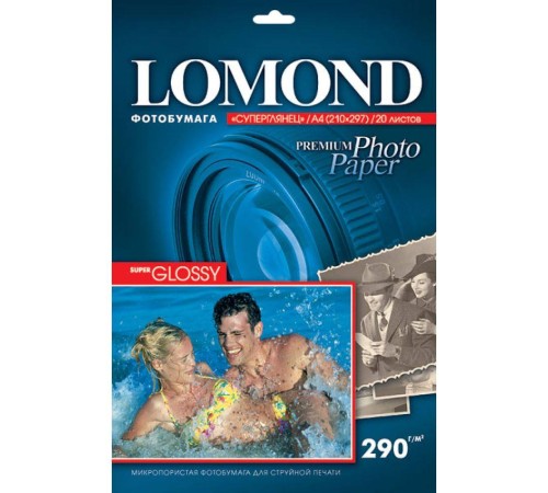 Фотобумага LOMOND Одностороняя Усиленно Белая Супер Глянцевая 290г/м2, A4/20л. Фотобумага LOMOND Одностороняя Усиленно Белая Супер Глянцевая 290г/м2, A4/20л.