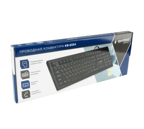 Клавиатура Gembird KB-8354U-BL { USB, черный, 104 клавиши, кабель 1,45м }