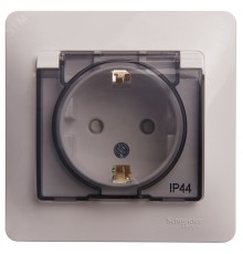 Systeme electric GSL000148 GLOSSA РОЗЕТКА с заземлением со шторками с крышкой, 16А, IP44, в сборе, БЕЛЫЙ