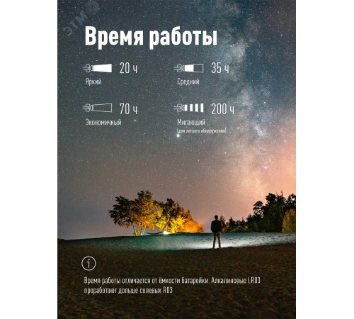 Фонарь налобный , 14 LED, 3 батарейки ААА, 130Lm,