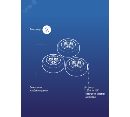 Фонарь-светильник , 3 батарейки AAA, 40Lm,