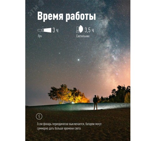 Фонарь ручной Космос KOCAC1011LITH черный 4Вт лам.:светодиод.x1