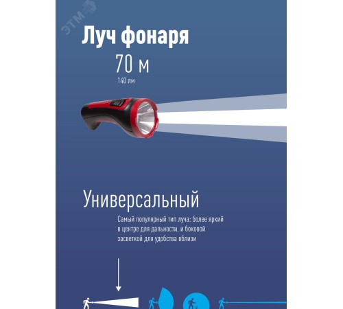 Фонарь ручной Космос KOCACCU101WLED черный/красный 1Вт лам.:светодиод.