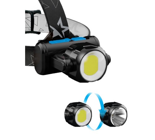 Фонарь налобный аккумуляторный , 3Вт XPE, 5Вт COB, 1200Mah LI-On, зар. Micro USB