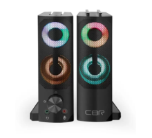 CBR CMS 514L Black, Акустическая система 2.0, питание USB, 2х3 Вт (6 Вт RMS), пластик, RGB-подсветка, конструкция-транформер, 3.5 мм лин. стереовход, регул. громк., длина кабеля 1,3 м, цвет чёрный