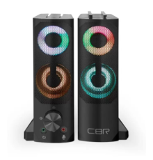 CBR CMS 514L Black, Акустическая система 2.0, питание USB, 2х3 Вт (6 Вт RMS), пластик, RGB-подсветка, конструкция-транформер, 3.5 мм лин. стереовход, регул. громк., длина кабеля 1,3 м, цвет чёрный