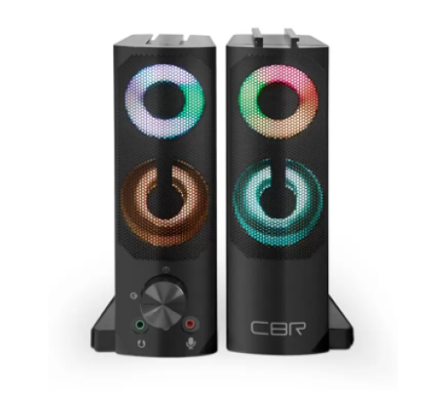 CBR CMS 514L Black, Акустическая система 2.0, питание USB, 2х3 Вт (6 Вт RMS), пластик, RGB-подсветка, конструкция-транформер, 3.5 мм лин. стереовход, регул. громк., длина кабеля 1,3 м, цвет чёрный
