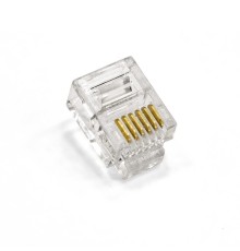 Exegate EX293763RUS Коннектор ExeGate PL12-6P6C-100 RJ-12 телефонный разъем (6P6C), золотое напыление (100шт)
