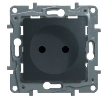 ETIKA Розетка 2К на винтах, защ. шт., антрацит Legrand 672634