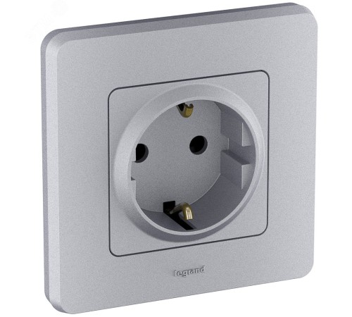 Legrand 673722 Розетка 2К+З - немецкий стандарт - 16 А - 250 В~ - INSPIRIA - алюминий Legrand 673722 Розетка 2К+З - немецкий стандарт - 16 А - 250 В~ - INSPIRIA - алюминий