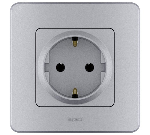 Legrand 673722 Розетка 2К+З - немецкий стандарт - 16 А - 250 В~ - INSPIRIA - алюминий Legrand 673722 Розетка 2К+З - немецкий стандарт - 16 А - 250 В~ - INSPIRIA - алюминий