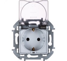 Legrand 673742 Розетка 2К+З IP 44 с откидной крышкой и шторками - немецкий стандарт - 16 А - 250 В~ - INSPIRIA - алюминий