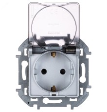 Legrand 673742 Розетка 2К+З IP 44 с откидной крышкой и шторками - немецкий стандарт - 16 А - 250 В~ - INSPIRIA - алюминий