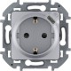 Legrand 673772 Розетка 2К+З немецкий стандарт 16А 250В со встроенным зарядным устройством USB C 1.5А 5В - INSPIRIA - алюминий