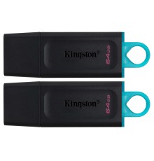 Kingston USB Drive 64GB DataTraveler Exodia USB 3.2 gen.1, черный+бирюзовый Комплект из двух флеш накопителей