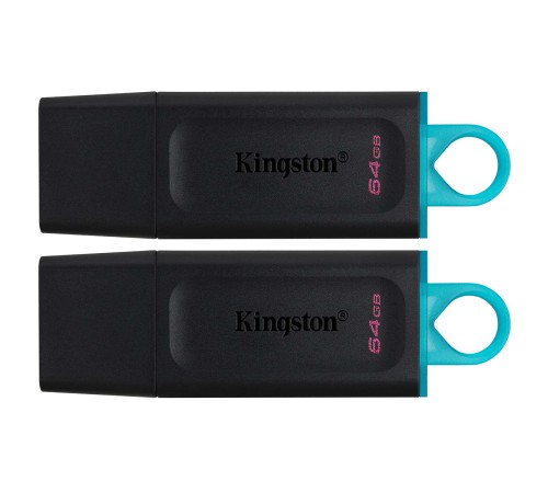Kingston USB Drive 64GB DataTraveler Exodia USB 3.2 gen.1, черный+бирюзовый Комплект из двух флеш накопителей Kingston USB Drive 64GB DataTraveler Exodia USB 3.2 gen.1, черный+бирюзовый Комплект из двух флеш накопителей