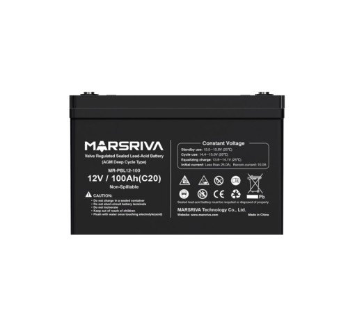 Сменный AGM аккумулятор 12 В/100 Ач, 28 кг MARSRIVA Сменный AGM аккумулятор 12 В/100 Ач, 28 кг MARSRIVA