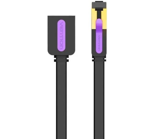Патч-корд удлинитель Vention прямой SSTP cat.7, RJ45 - 1м. Черный плоский Vention ICBBF