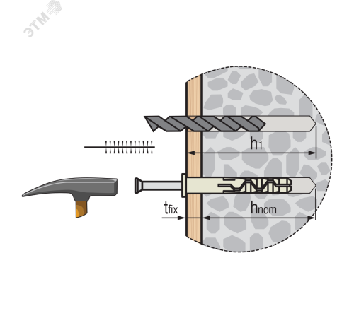 Дюбель-гвоздь PDGN LK 6х40,цилиндр. манж.