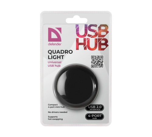 Универсальный USB разветвитель Quadro Light USB 2.0, 4 порта DEFENDER (832014)