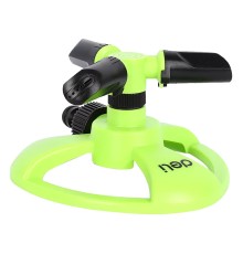 Дождеватель-разбрызгиватель круговой вращающийся 3-х сопловый Deli DL581301 2 режима распыления, площадь орошения до 310кв.м, диаметр шланга 3/4", корпус из ударопрочного пластика