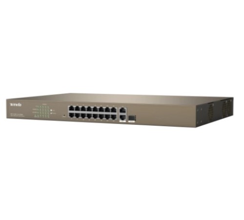 Tenda F1218P-16-250W Коммутатор управляемый PoE, 18 портов, 16х100 Мбит/с, 2x1 Гбит/с, SFP 1x1 Гбит/с